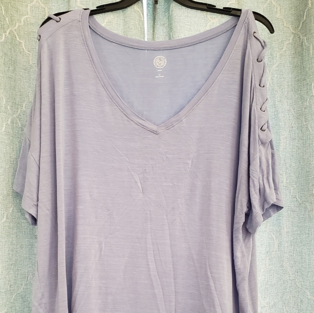 So Blue Lace Up Sleeve Tshirt Corset